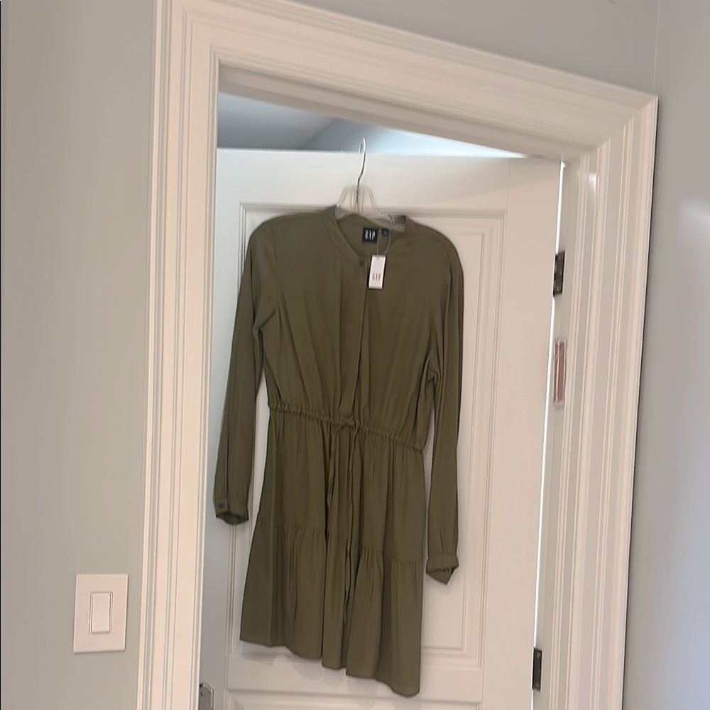 GAP Olive Green Button-Up  mini dress